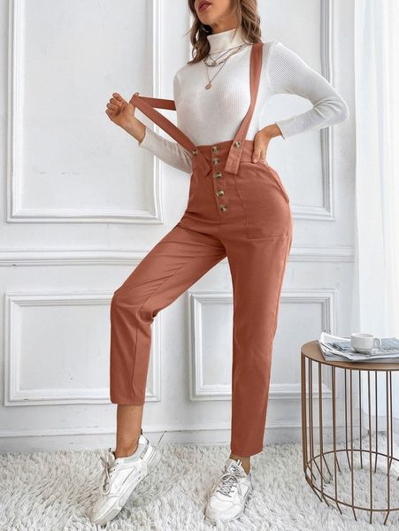 

button fly adjustable overalls without p6pu#, White