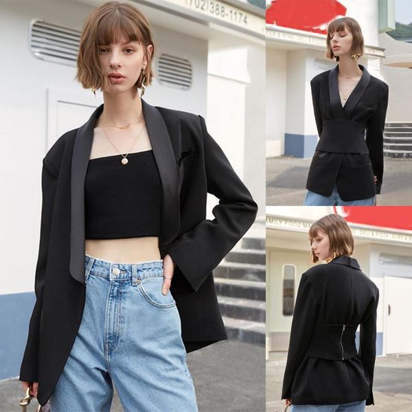 

shawl lapel women suits casual elegant slim fit lace up tight blazer streetwear designed daily fashion jacket 1 piece women's two pants, White
