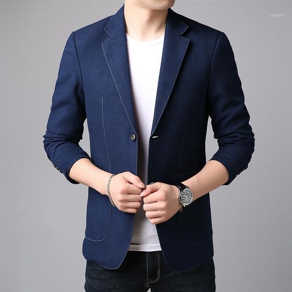 

men's suits & blazers luxury spring autumn fashion business casual suit jacket 2021 high-end men slim solid color dress host, White;black