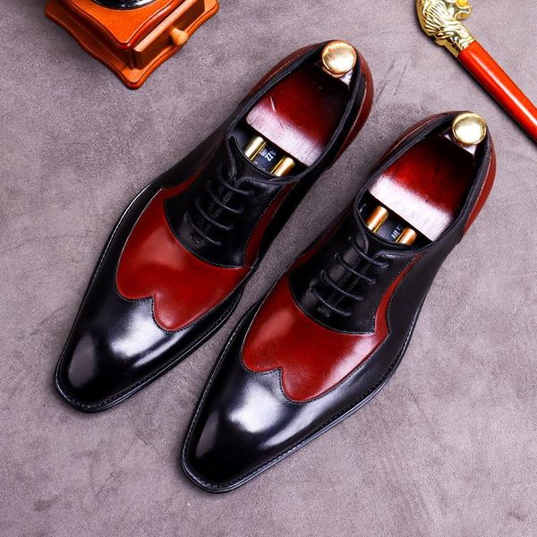 

dress shoes winter men's business formal leather shoe color stitching large size 37-46 casual mens oxfords, Black