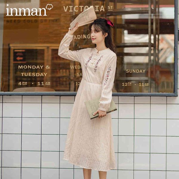 

casual dresses dress winter retro national style button waisted slim sleeve cotton long mid size women's dress phhx, Black;gray