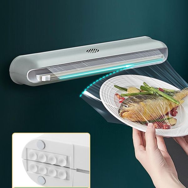 

disposable dinnerware kitchen plastic wrap cutter household magnetic refrigerator slip knife type pe film automatic cutting artifact