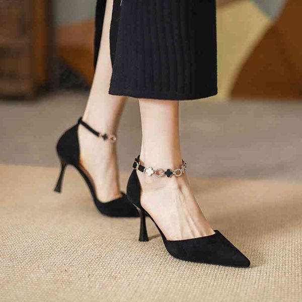 

dress shoes preto stiletto saltos para mulher primavera/verÃ£o oco francÃªs pontiagudo sandÃ¡lias sapatos femininos de salto alto u54v, Black