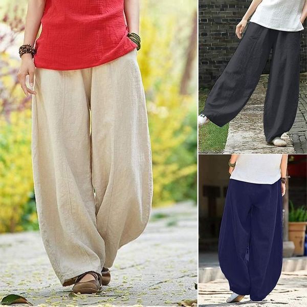 

women's pants & capris women's woman turnip trousers summer 2022 ladies carrot pantalon palazzo plus size 5xlcasual solid cotton p, Black;white