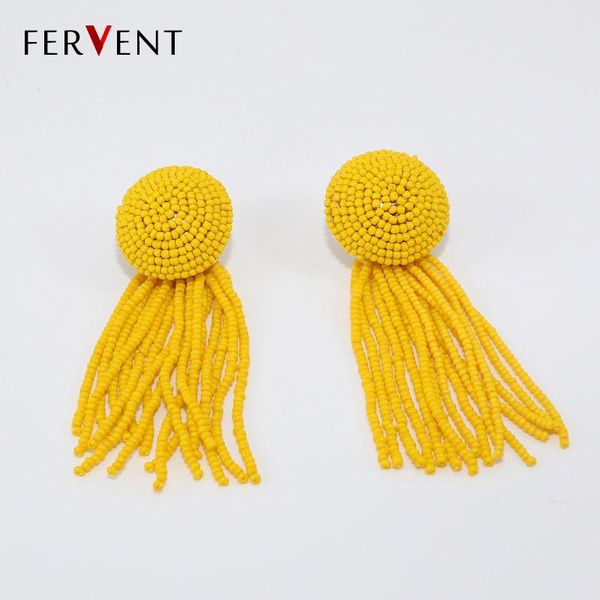 

dangle & chandelier boho trendy statement handmade seed beaded drop fringed earrings for women long tassel jewelry, Silver