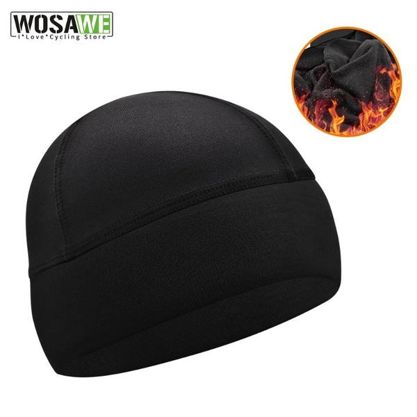 

cycling cap men woman winter outdoor running skiing fishing fleece warm bandana hat mtb bike helmet liner sports headwear caps & masks, Black