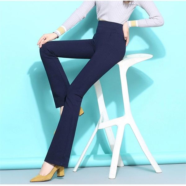 

women's pants & capris spring and autumn bell bottom high waist office occupation ol slim slimming large size micro jq622, Black;white