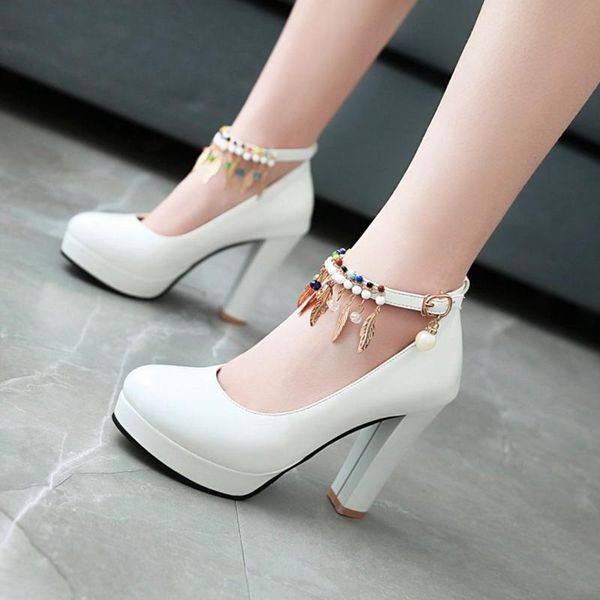 

dress shoes blxqpyt sweet fashion 2021 women large sizes 31-44 party wedding square high heels round toe platform pumps c-6, Black