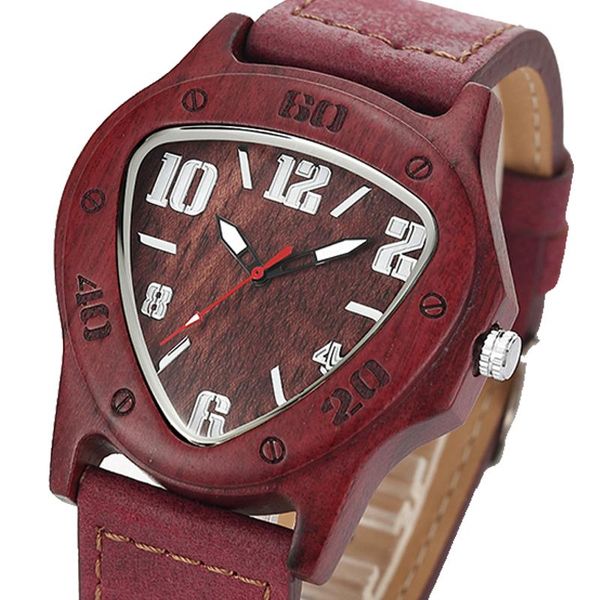 

wristwatches triangle wood watch men natural bamboo wooden watches male brown leather dropship real man clock montre homme reloj, Slivery;brown