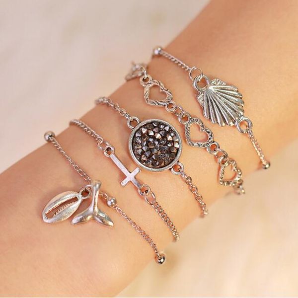 

charm bracelets bracelet set women snap jewelry & bangles cross heart femme pulsera, Golden;silver