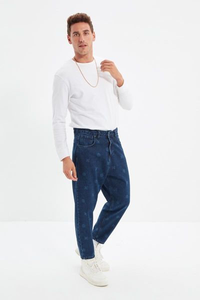 

men's jeans trendyol men loose fit laser tmnaw22je0651, Blue