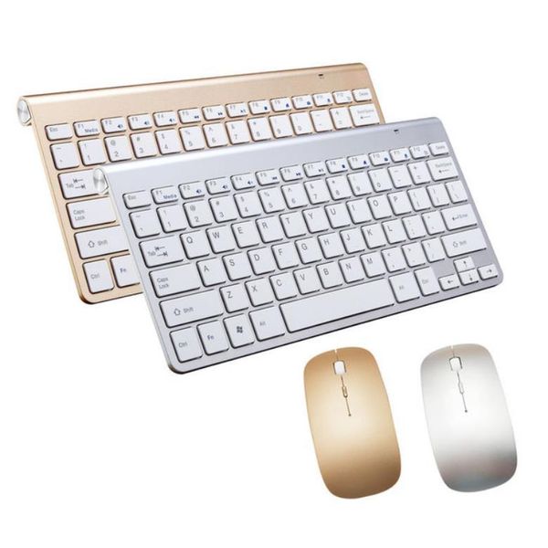 

2.4g wireless keyboard and mouse combo mini multimedia set for lappc tv rose gold silver keyboards