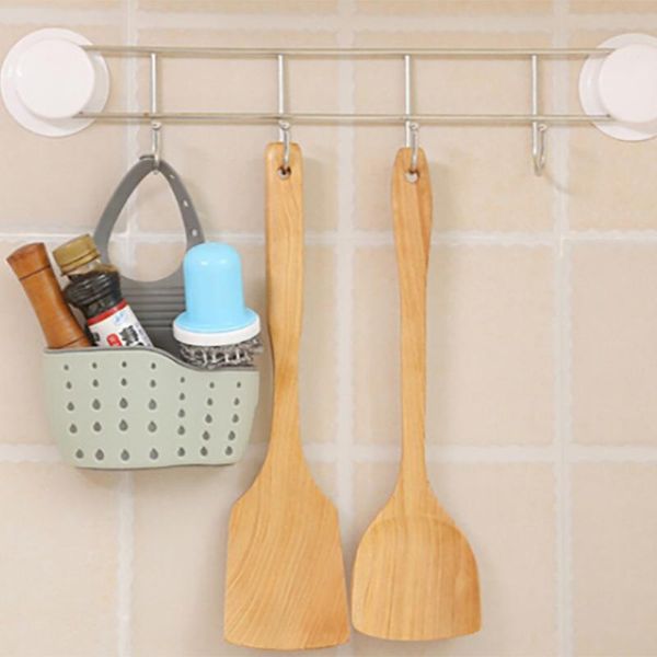 

kitchen storage & organization adjustable snap sink soap sponge holder useful suction cup shelf rack sucker drain basket