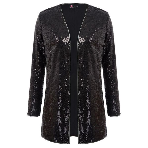 

women's jackets women jacket sparkle sequins stunning sequined long sleeve open front coat autumn spring casual cool fashion lady, Black;brown