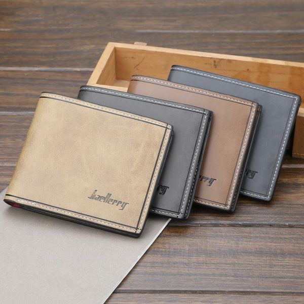 

wallets men pu leather short vintage male purses money clip business portomonee carteria slim wallet, Red;black