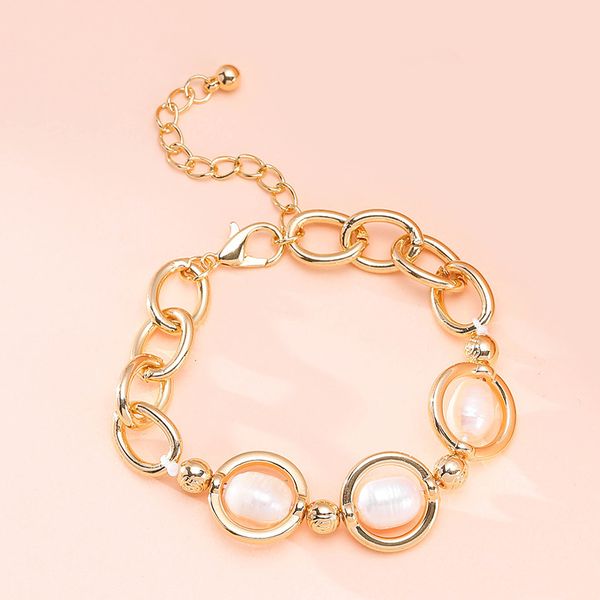 

fashion irregular mixed chain bracelet female pearl ot buckle bracelet, Black