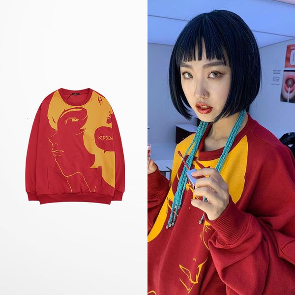 

korean fashion design complete gril funny impression men hoodies red sweaters dark souls streetwear man sweatshirt, Black