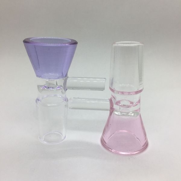 Cool Smoking Colorful Pink Purple Handmade 14MM 18MM Interfaccia maschio Joint Vetro spesso Herb Tabacco Oil Rigs Parrucca Wag Waterpipe Narghilè Bong Ciotola imbuto DHL