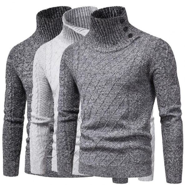 

men's sweaters casual autumn men sweater shirt knitted polyester high collar button flexible pullover knitwear inner wear clothes, White;black
