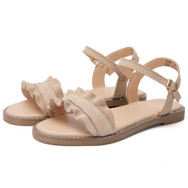 

sandals yshunij suede genuine leather summer womens shoes reinstone welt woman pleated luxury flat ladies flipflop, Black