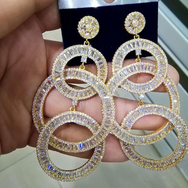 

godki 73mm luxury long tassels african dangle for women wedding cubic zircon crystal cz dubai indian bridal earrings, Black