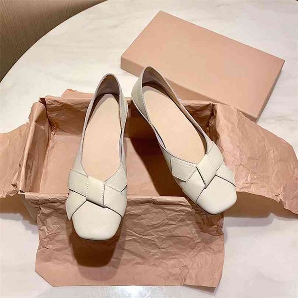 

2021 spring 21 m doudou family fangtouxian women's flat sole shallow bow casual single shoes yw v47r, Black