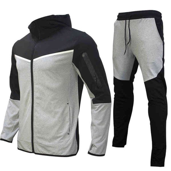 

ins men's sweater pants coat hooded sportswear suit, White;black