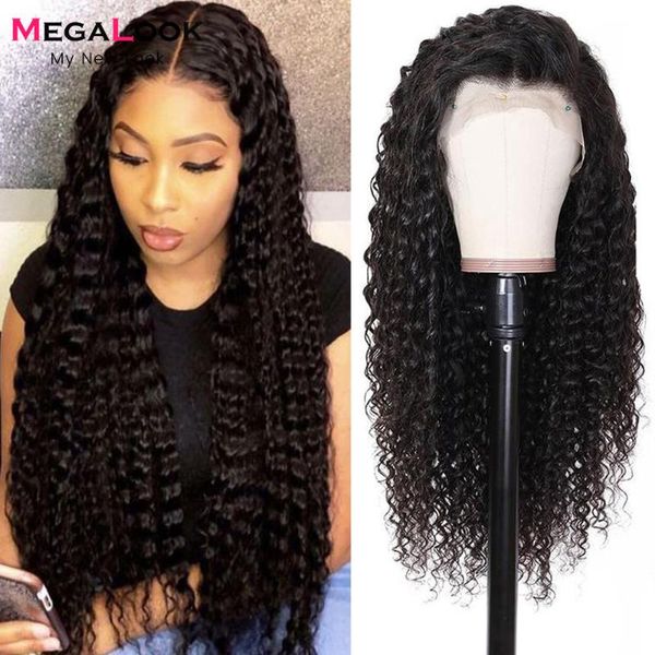 

lace wigs 180 density deep wave frontal wig curly front human hair wet and wavy t part transaprent remy, Black;brown