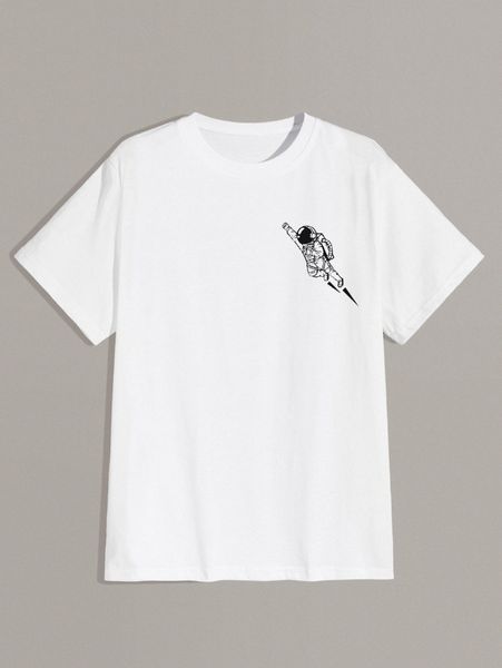 

romwe guys spaceman print tee r7xp#, White;black