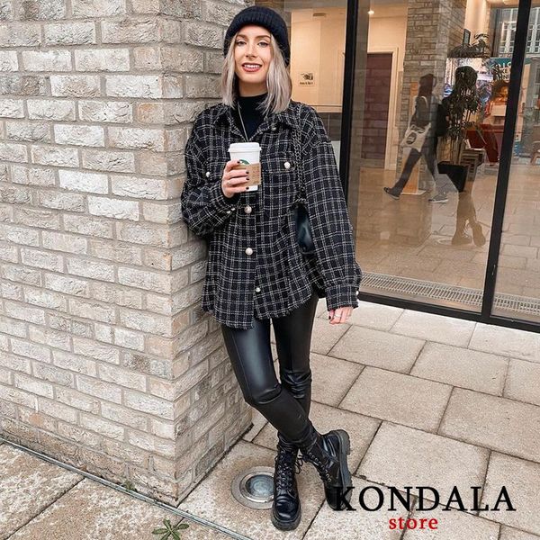 

women blazer 2021 office lady vintage plaid print single breasted jacket long sleeve winter autumn female outwear women's suits & blaze, White;black