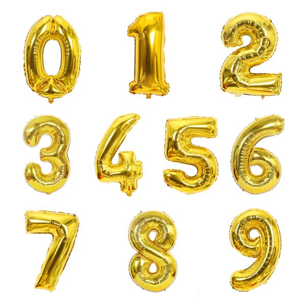 Party-Dekoration, 40-Zoll-Zahlenballon, alles Gute zum Geburtstag, Kugel, einzelne digitale Aluminiumfolie, Gold, große Figur, Luftballons