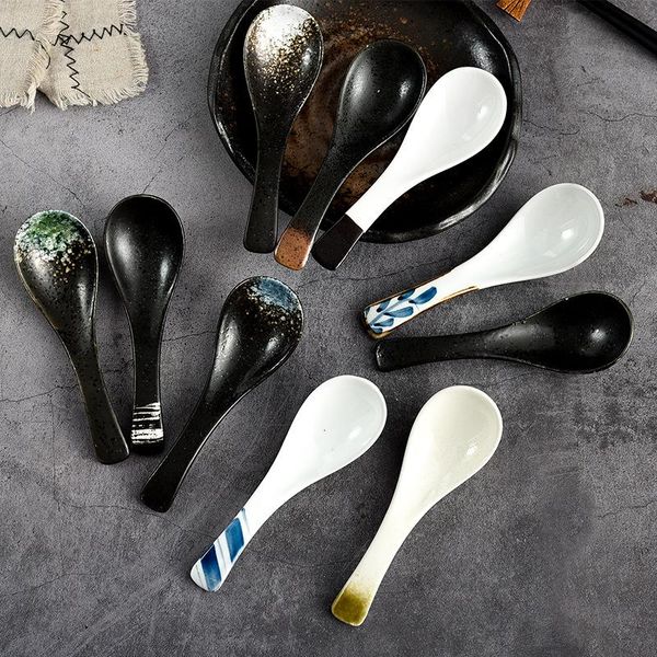 

spoons household ceramic spoon japanese style tableware small rice creative commercial