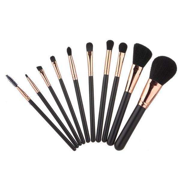 

eyelash curler 10pcs makeup wood handle brushes multi-functional practical black