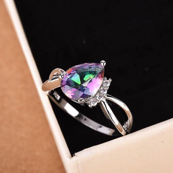 

cluster rings wegarsti 11 colors trendy jewelry s925 for women cubic zirconia charms bridal wedding engagement ring drop, Golden;silver
