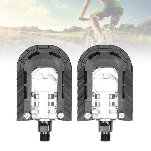 

bike pedals 1 pair of universal mountain folding pedal aluminum alloy non-slip platform 90 degree foldable flat (black)