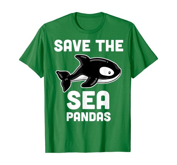 

save the sea pandas t-shirt orca whale, marine biology gifts, White;black