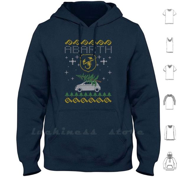 

abarth christmas hoodies long sleeve car speed fiat 500 fiat500 124 fiat124 men's & sweatshirts, Black