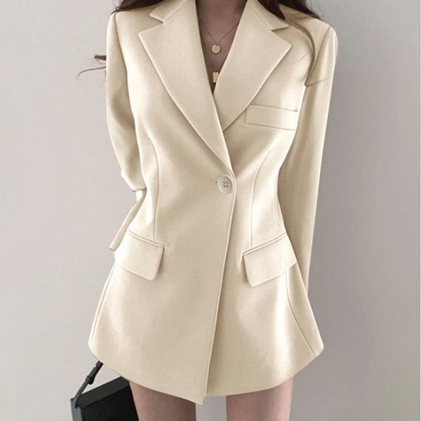 

women's jackets women chic office lady blazer vintage coat fashion notched collar long sleeve ladies outerwear stylish slim, Black;brown