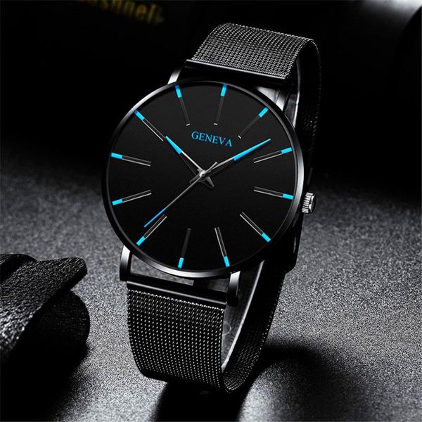 

wristwatches 2021 minimalist men's fashion ultra thin watch simple man business stainless steel mesh belt quartz wristwatch relogio mas, Slivery;brown