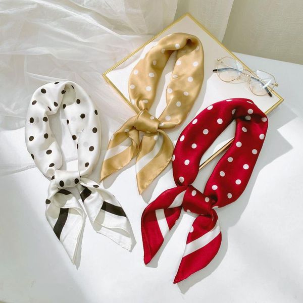 

scarves striped silk scarf women's hair belt sweet chiffon small square hairband professional, Blue;gray