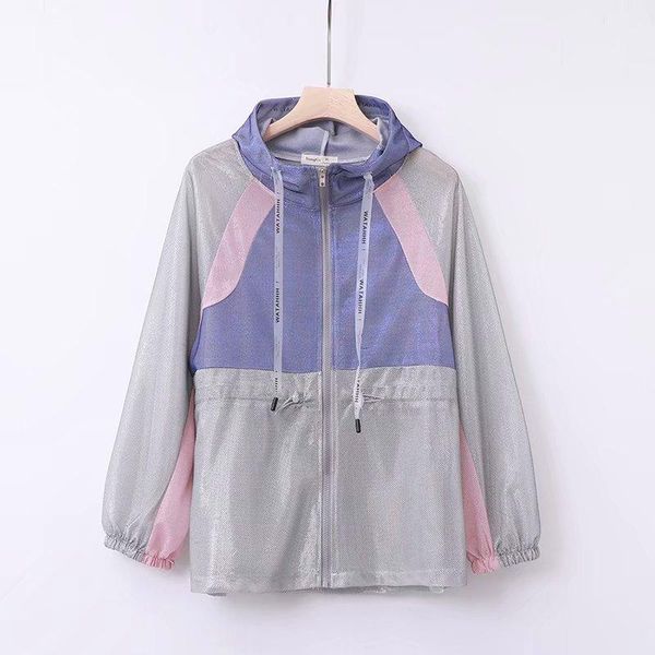 

women's jackets plus size patchwork hooded thin women loose 2021 summer casual ladies soft zipper coats female oversize, Black;brown