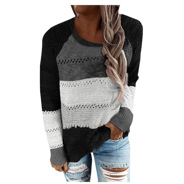 

hooded sweater for women, in patchwork, long sleeve, v-neck, knitted, casual, striped sweater, fall 2021 collection winter women's swea, White;black