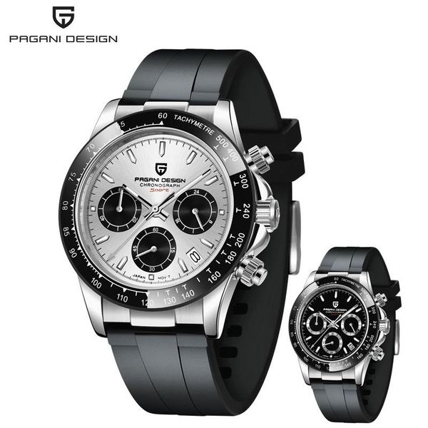 

wristwatches pagani design 40mm watch for men vk63 quartz wristwatch sapphire stainless steel waterproof sports chronograph relogio masculin, Slivery;brown