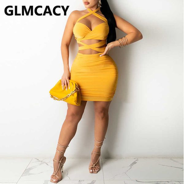 

women halter backless bodycon pleated mini dress 210702, Black;gray