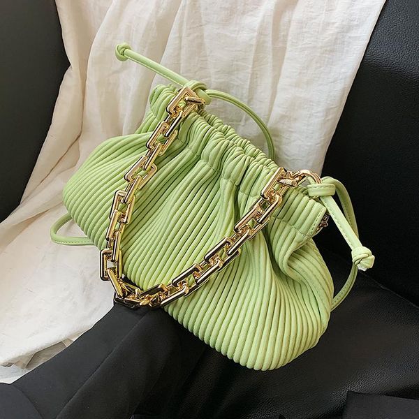 

evening bags thick chain pu leather small underarm baguette bucket for women 2021 travel simple shoulder purses and handbag