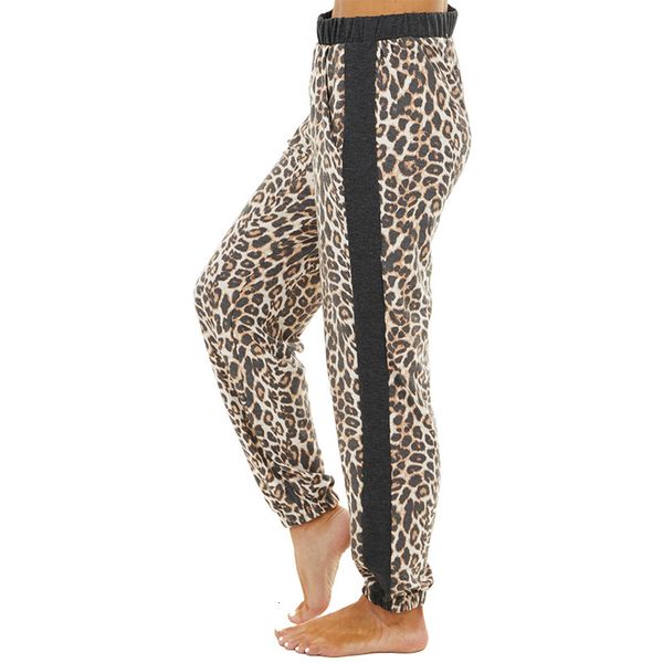 

leopard side contrast knitted pants harlan street loose grey leopard casual, Blue