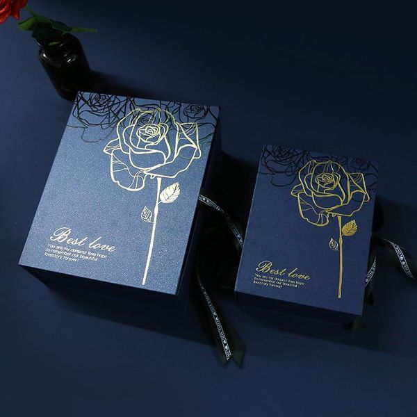 

gift wrap european blue delicate rose portable jewelry box cosmetics packaging anniversary valentine's day boite dragees de mariage