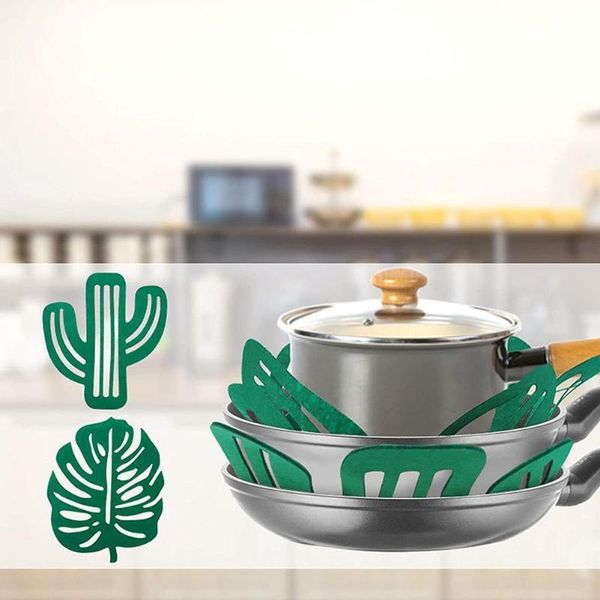 

mats & pads 24 pcs felt pot pan protectors palm leaves cactus shape protect scratching separator cookware surfaces for home kitchen supplies