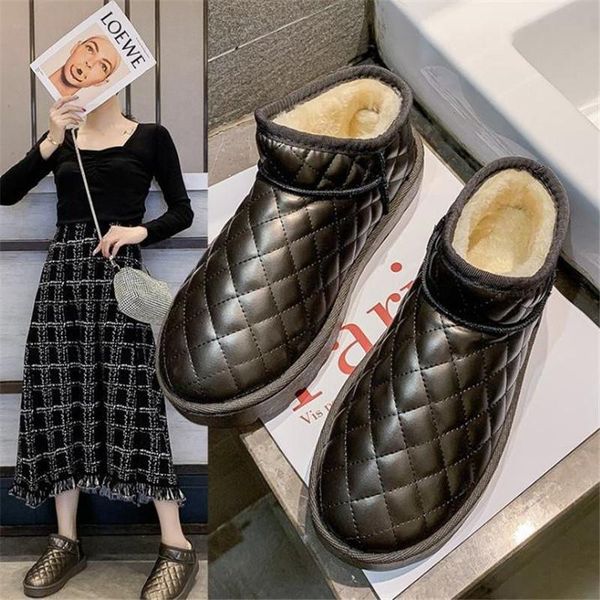 

boots snow women's short winter 2021 fashion leisure shallow mouth plush warm sleeve feet bread cotton shoes women, Black