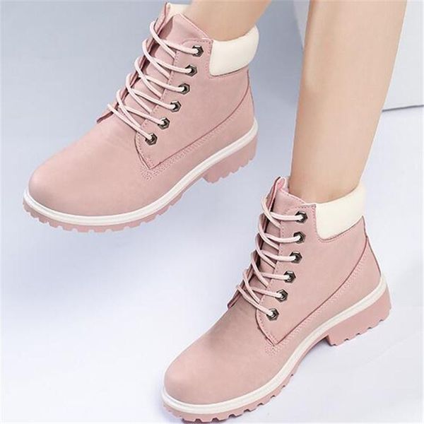 

boots snow women shoes 2021 lace-up winter leather ankle warm fur plush insole white woman ladies, Black